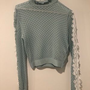 Super cute lacy sea green top